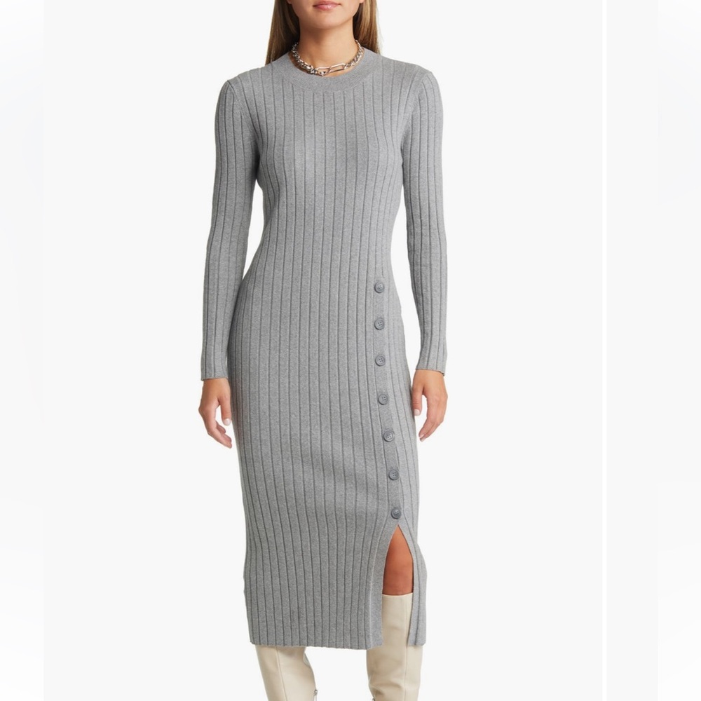 OPEN EDIT Button Sweater Mini Dress